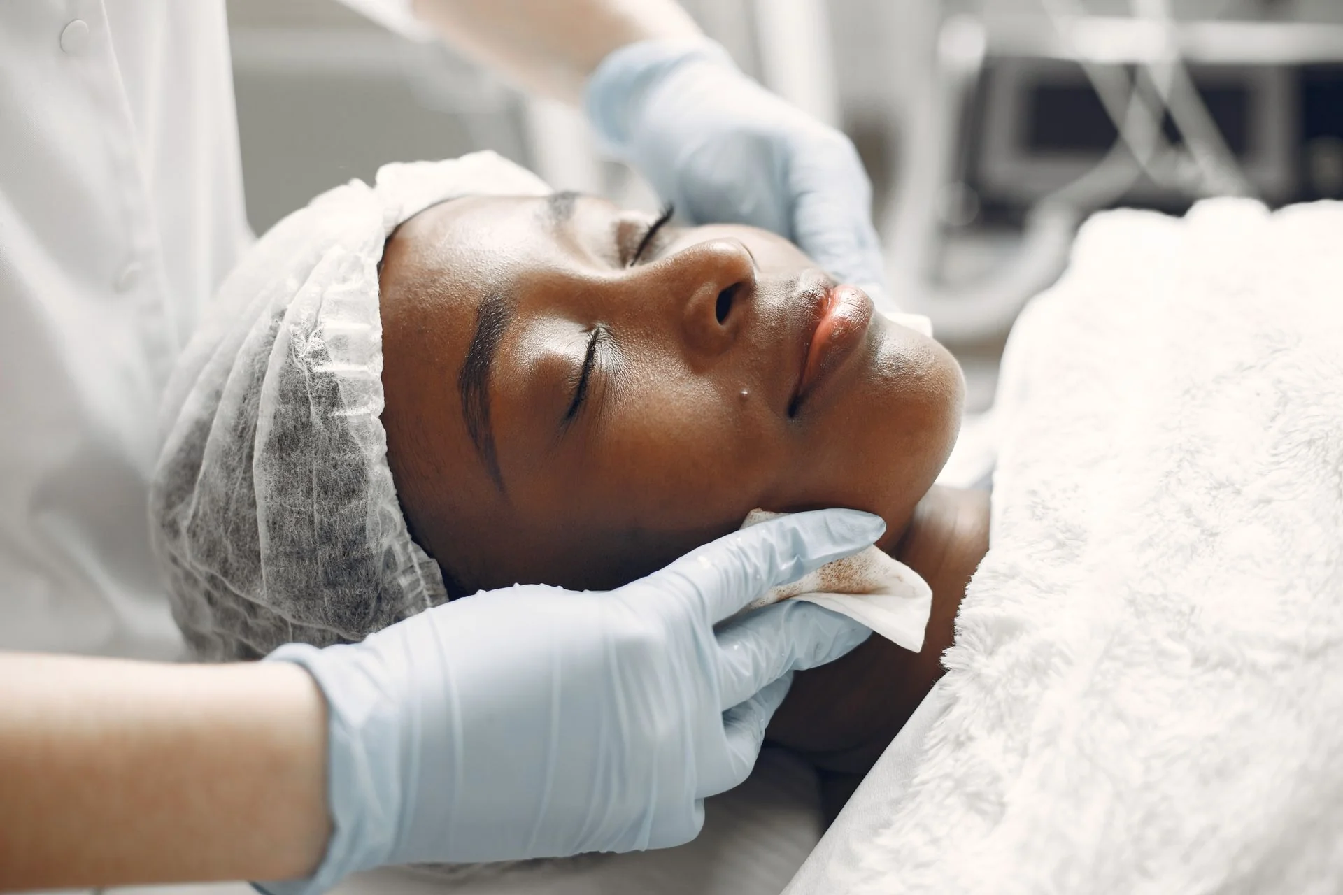 Client enjoying relaxing aftercare and soothing post-treatment skin renewal